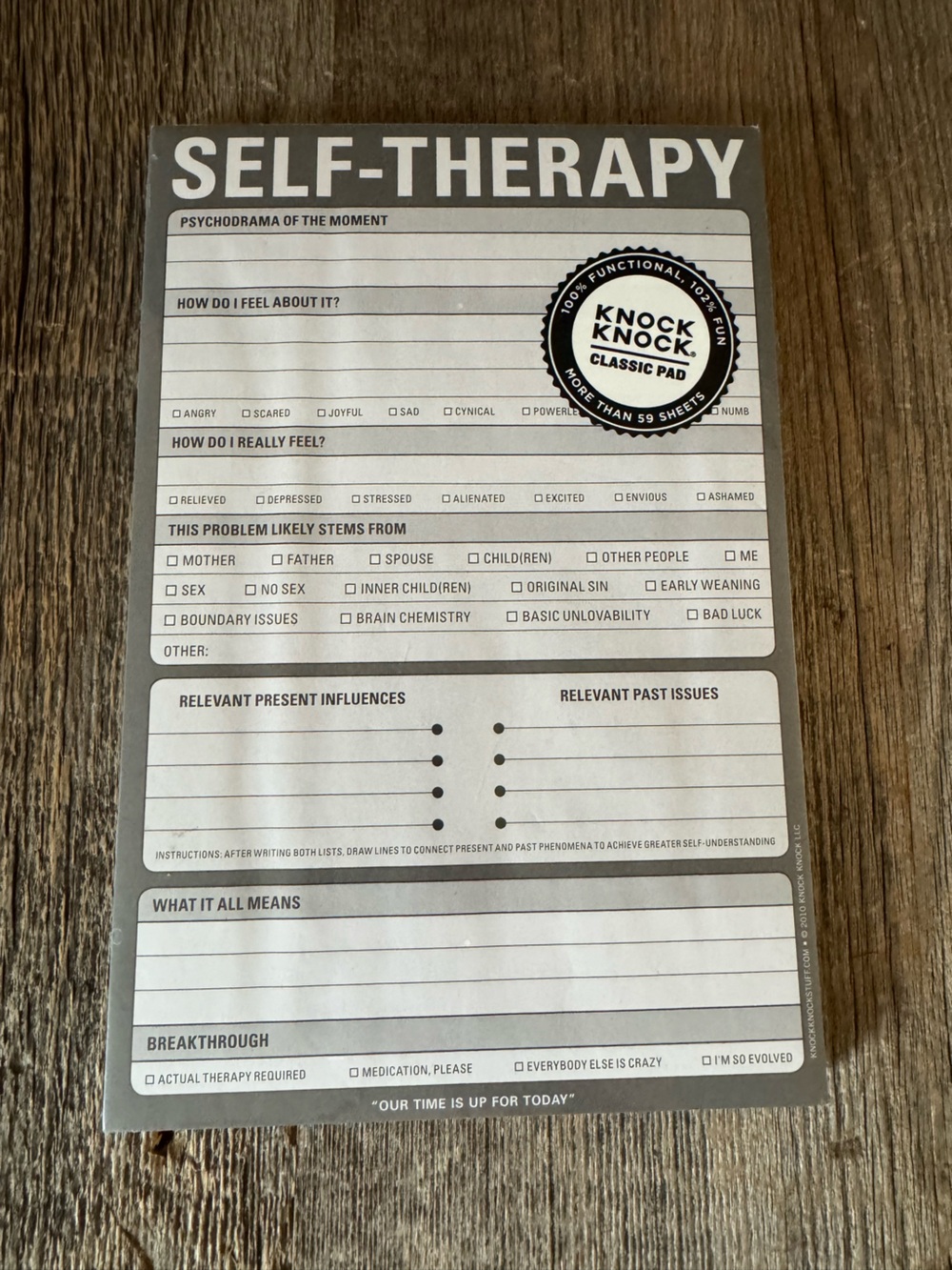 Self-Therapy Classic Pad in grey by Knock Knock